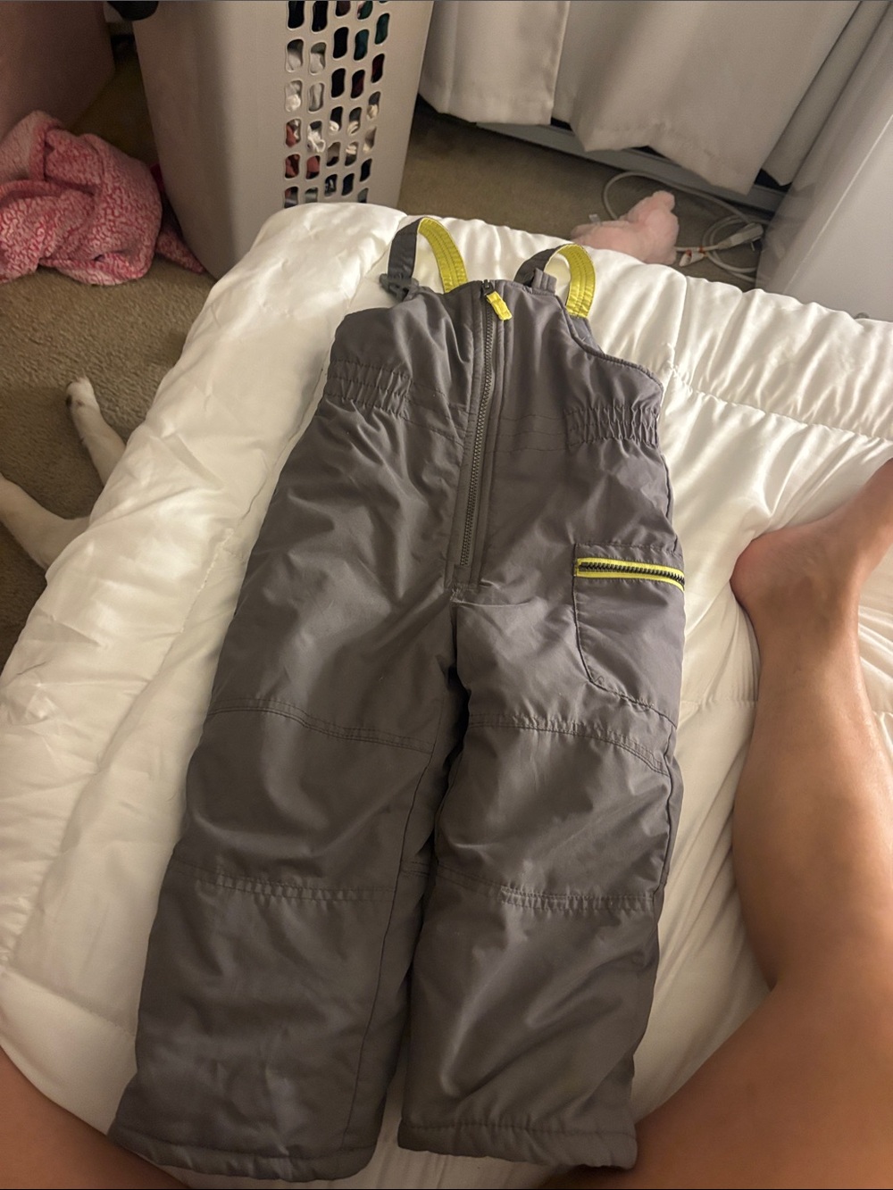 Carter's Gray Snow Overalls with Yellow Trim